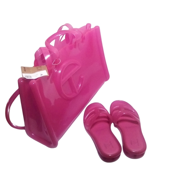 Telfar Handbags - Melissa x Telfar Jelly Shopper Bag & Slide Sandals Set SZ 9 – Hot Pink Collab